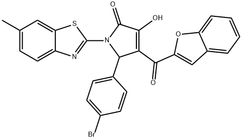 4-(1-benzofuran-2-ylcarbonyl)-5-(4-bromophenyl)-3-hydroxy-1-(6-methyl-1,3-benzothiazol-2-yl)-1,5-dihydro-2H-pyrrol-2-one Struktur