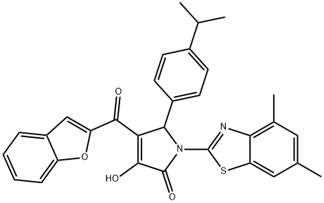 4-(1-benzofuran-2-ylcarbonyl)-1-(4,6-dimethyl-1,3-benzothiazol-2-yl)-3-hydroxy-5-(4-isopropylphenyl)-1,5-dihydro-2H-pyrrol-2-one Struktur