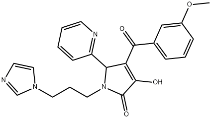 3-hydroxy-1-[3-(1H-imidazol-1-yl)propyl]-4-(3-methoxybenzoyl)-5-(2-pyridinyl)-1,5-dihydro-2H-pyrrol-2-one Struktur