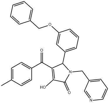 5-[3-(benzyloxy)phenyl]-3-hydroxy-4-(4-methylbenzoyl)-1-(3-pyridinylmethyl)-1,5-dihydro-2H-pyrrol-2-one Struktur