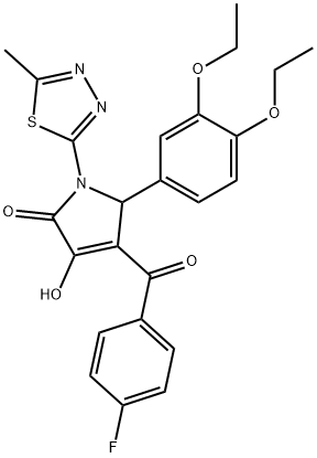 5-(3,4-diethoxyphenyl)-4-(4-fluorobenzoyl)-3-hydroxy-1-(5-methyl-1,3,4-thiadiazol-2-yl)-1,5-dihydro-2H-pyrrol-2-one Struktur