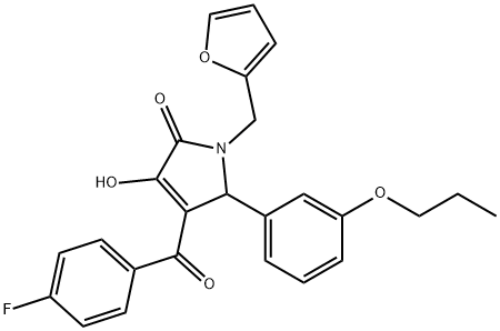 4-(4-fluorobenzoyl)-1-(2-furylmethyl)-3-hydroxy-5-(3-propoxyphenyl)-1,5-dihydro-2H-pyrrol-2-one Struktur