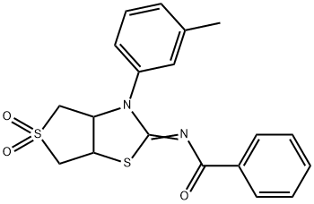 N-(3-(3-methylphenyl)-5,5-dioxidotetrahydrothieno[3,4-d][1,3]thiazol-2(3H)-ylidene)benzamide Struktur