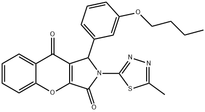 1-(3-butoxyphenyl)-2-(5-methyl-1,3,4-thiadiazol-2-yl)-1,2-dihydrochromeno[2,3-c]pyrrole-3,9-dione Struktur