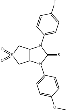 1-(4-fluorophenyl)-3-(4-methoxyphenyl)tetrahydro-1H-thieno[3,4-d]imidazole-2(3H)-thione 5,5-dioxide Struktur