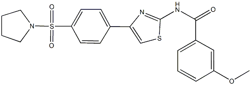 3-methoxy-N-{4-[4-(1-pyrrolidinylsulfonyl)phenyl]-1,3-thiazol-2-yl}benzamide Struktur