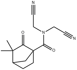 N,N-bis(cyanomethyl)-3,3-dimethyl-2-oxobicyclo[2.2.1]heptane-1-carboxamide Struktur