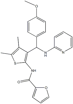 N-{3-[(4-methoxyphenyl)(2-pyridinylamino)methyl]-4,5-dimethyl-2-thienyl}-2-furamide Struktur