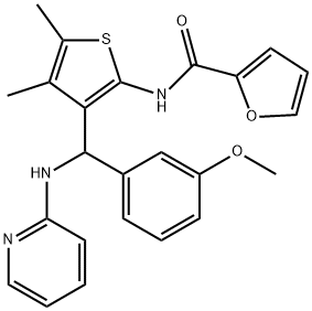 N-{3-[(3-methoxyphenyl)(2-pyridinylamino)methyl]-4,5-dimethyl-2-thienyl}-2-furamide Struktur