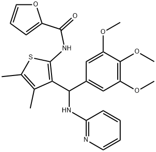 N-{4,5-dimethyl-3-[(2-pyridinylamino)(3,4,5-trimethoxyphenyl)methyl]-2-thienyl}-2-furamide Struktur