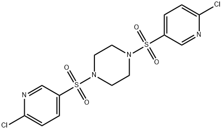 1,4-bis[(6-chloro-3-pyridinyl)sulfonyl]piperazine Struktur