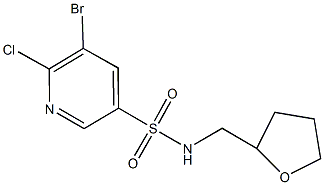 5-bromo-6-chloro-N-(tetrahydro-2-furanylmethyl)-3-pyridinesulfonamide Struktur