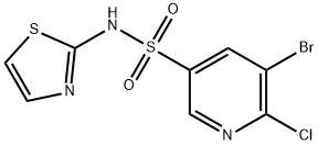 5-bromo-6-chloro-N-(1,3-thiazol-2-yl)-3-pyridinesulfonamide Struktur