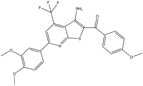 [3-amino-6-(3,4-dimethoxyphenyl)-4-(trifluoromethyl)thieno[2,3-b]pyridin-2-yl](4-methoxyphenyl)methanone Struktur