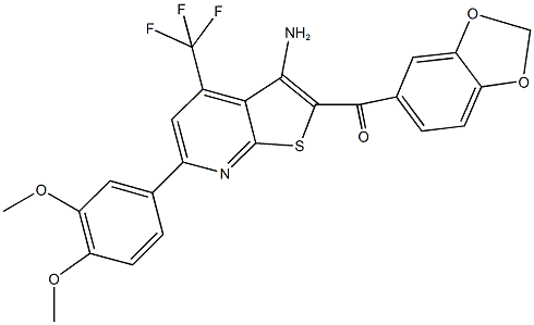 [3-amino-6-(3,4-dimethoxyphenyl)-4-(trifluoromethyl)thieno[2,3-b]pyridin-2-yl](1,3-benzodioxol-5-yl)methanone Struktur