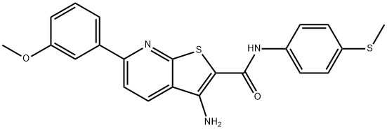 3-amino-6-(3-methoxyphenyl)-N-[4-(methylsulfanyl)phenyl]thieno[2,3-b]pyridine-2-carboxamide Struktur