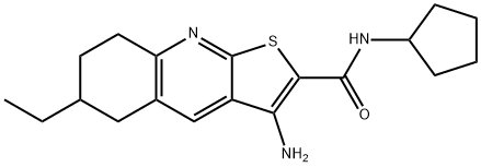 3-amino-N-cyclopentyl-6-ethyl-5,6,7,8-tetrahydrothieno[2,3-b]quinoline-2-carboxamide Struktur