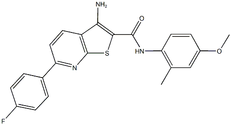 3-amino-6-(4-fluorophenyl)-N-(4-methoxy-2-methylphenyl)thieno[2,3-b]pyridine-2-carboxamide Struktur