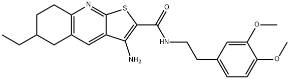 3-amino-N-[2-(3,4-dimethoxyphenyl)ethyl]-6-ethyl-5,6,7,8-tetrahydrothieno[2,3-b]quinoline-2-carboxamide Struktur