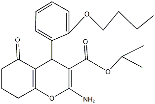 isopropyl 2-amino-4-(2-butoxyphenyl)-5-oxo-5,6,7,8-tetrahydro-4H-chromene-3-carboxylate Struktur