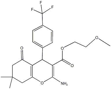 2-methoxyethyl 2-amino-7,7-dimethyl-5-oxo-4-[4-(trifluoromethyl)phenyl]-5,6,7,8-tetrahydro-4H-chromene-3-carboxylate Struktur