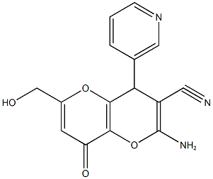 2-amino-6-(hydroxymethyl)-8-oxo-4-(3-pyridinyl)-4,8-dihydropyrano[3,2-b]pyran-3-carbonitrile Struktur