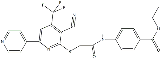 ethyl 4-[({[3-cyano-4-(trifluoromethyl)-4',6-bipyridin-2-yl]sulfanyl}acetyl)amino]benzoate Struktur