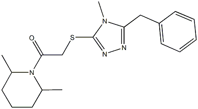 1-{[(5-benzyl-4-methyl-4H-1,2,4-triazol-3-yl)sulfanyl]acetyl}-2,6-dimethylpiperidine Struktur