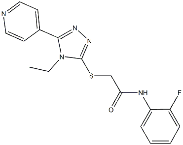 2-{[4-ethyl-5-(4-pyridinyl)-4H-1,2,4-triazol-3-yl]sulfanyl}-N-(2-fluorophenyl)acetamide Struktur