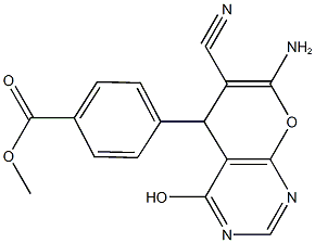 methyl 4-(7-amino-6-cyano-4-hydroxy-5H-pyrano[2,3-d]pyrimidin-5-yl)benzoate Struktur