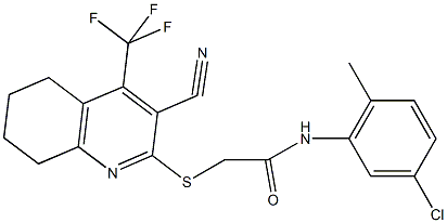 N-(5-chloro-2-methylphenyl)-2-{[3-cyano-4-(trifluoromethyl)-5,6,7,8-tetrahydroquinolin-2-yl]sulfanyl}acetamide Struktur