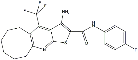 3-amino-N-(4-fluorophenyl)-4-(trifluoromethyl)-5,6,7,8,9,10-hexahydrocycloocta[b]thieno[3,2-e]pyridine-2-carboxamide Struktur