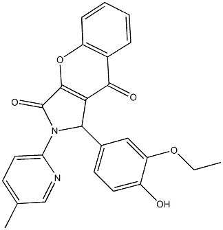 1-(3-ethoxy-4-hydroxyphenyl)-2-(5-methyl-2-pyridinyl)-1,2-dihydrochromeno[2,3-c]pyrrole-3,9-dione Struktur