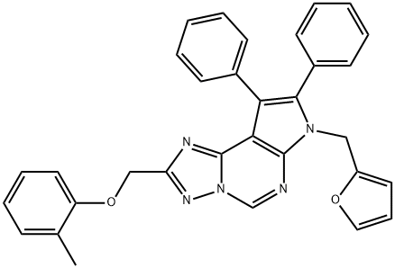 [7-(2-furylmethyl)-8,9-diphenyl-7H-pyrrolo[3,2-e][1,2,4]triazolo[1,5-c]pyrimidin-2-yl]methyl 2-methylphenyl ether Struktur