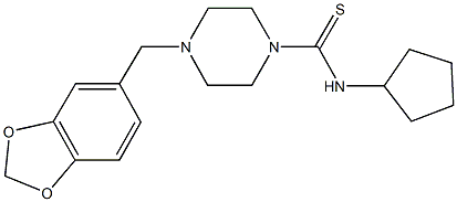 4-(1,3-benzodioxol-5-ylmethyl)-N-cyclopentyl-1-piperazinecarbothioamide Struktur