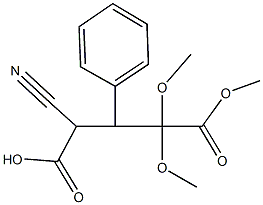 2-cyano-4,4,5-trimethoxy-5-oxo-3-phenylpentanoic acid Struktur