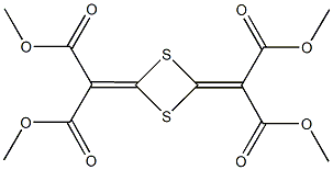 dimethyl 2-{4-[2-methoxy-1-(methoxycarbonyl)-2-oxoethylidene]-1,3-dithietan-2-ylidene}malonate Struktur