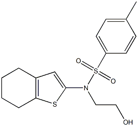 N-(2-hydroxyethyl)-4-methyl-N-(4,5,6,7-tetrahydro-1-benzothien-2-yl)benzenesulfonamide Struktur