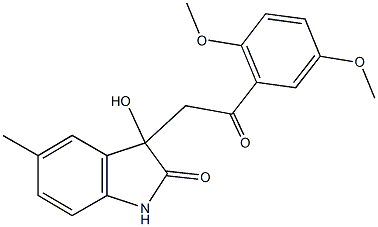 3-[2-(2,5-dimethoxyphenyl)-2-oxoethyl]-3-hydroxy-5-methyl-1,3-dihydro-2H-indol-2-one Struktur