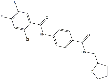 2-chloro-4,5-difluoro-N-(4-{[(tetrahydro-2-furanylmethyl)amino]carbonyl}phenyl)benzamide Struktur