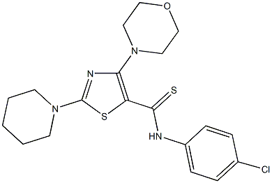 N-(4-chlorophenyl)-4-(4-morpholinyl)-2-(1-piperidinyl)-1,3-thiazole-5-carbothioamide Struktur