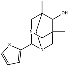 5,7-dimethyl-2-thien-2-yl-1,3-diazatricyclo[3.3.1.1~3,7~]decan-6-ol Struktur