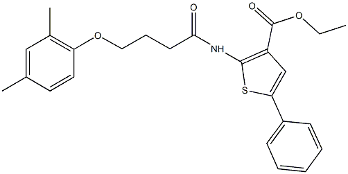 ethyl 2-{[4-(2,4-dimethylphenoxy)butanoyl]amino}-5-phenyl-3-thiophenecarboxylate Struktur