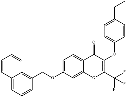 3-(4-ethylphenoxy)-7-(1-naphthylmethoxy)-2-(trifluoromethyl)-4H-chromen-4-one Struktur