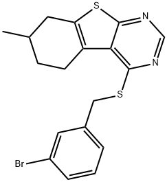 3-bromobenzyl 7-methyl-5,6,7,8-tetrahydro[1]benzothieno[2,3-d]pyrimidin-4-yl sulfide Struktur