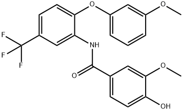 4-hydroxy-3-methoxy-N-[2-(3-methoxyphenoxy)-5-(trifluoromethyl)phenyl]benzamide Struktur