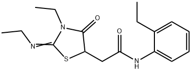 2-[3-ethyl-2-(ethylimino)-4-oxo-1,3-thiazolidin-5-yl]-N-(2-ethylphenyl)acetamide Struktur