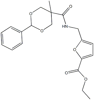 ethyl 5-({[(5-methyl-2-phenyl-1,3-dioxan-5-yl)carbonyl]amino}methyl)-2-furoate Struktur