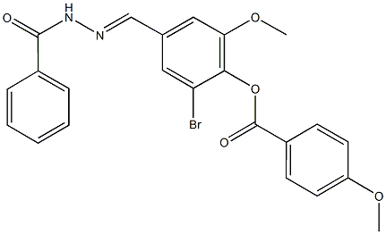 4-(2-benzoylcarbohydrazonoyl)-2-bromo-6-methoxyphenyl4-methoxybenzoate Struktur