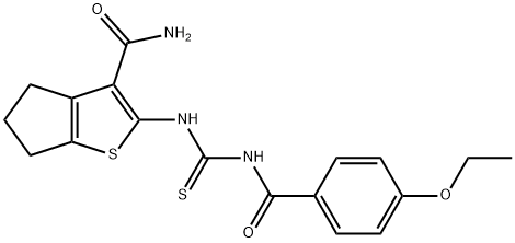 2-({[(4-ethoxybenzoyl)amino]carbothioyl}amino)-5,6-dihydro-4H-cyclopenta[b]thiophene-3-carboxamide Struktur